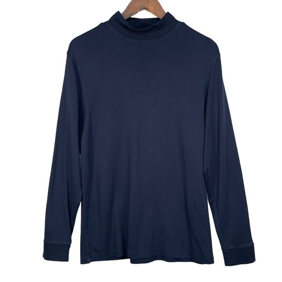 St. John's Bay Tagless Legacy Mockneck Long Sleeve Shirt Men Size S Blue Cotton - Picture 1 of 6